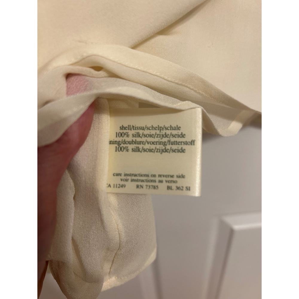 Vintage Laura Ashley Silk Carolyn Bessette cream ivory tie sailor longsleeve top - Picture 4 of 10